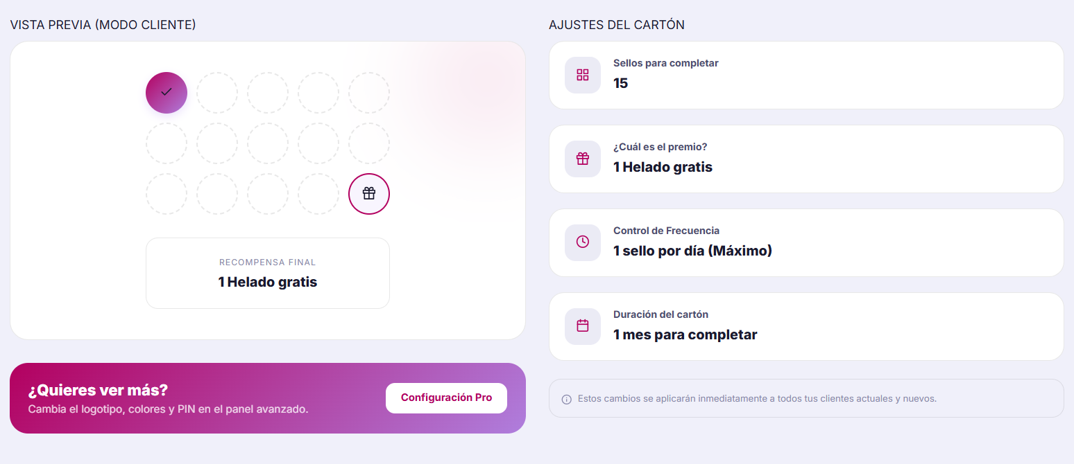 Personalización del cartón digital